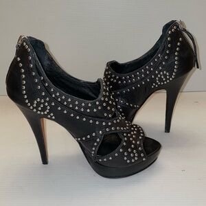 Dolce Vita Saber Black Studded Peep-toe Platforms